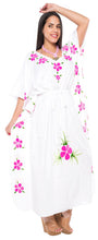 Load image into Gallery viewer, la-leela-lounge-rayon-printed-long-caftan-vacation-girls-white_4064-osfm-12-20w-l-2x