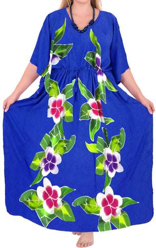 Women's Beachwear Swimwear Rayon Evening Swimsuit Caftan Casual Cover ups Blue