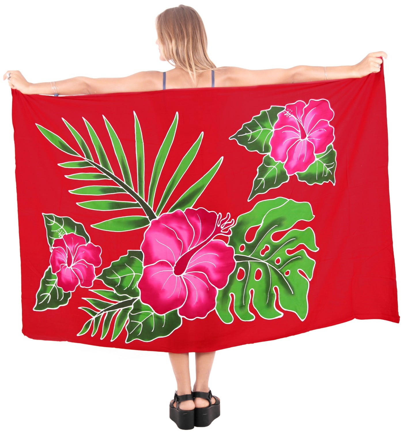 LA LEELA Women's Sarong Beach Cover Up - Hand Painted Rayon Wrap Skirt, Plus Size 4 thumbnail image