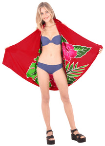 LA LEELA Women's Swimsuit Cover Up Beach Sarong Wrap Maxi Skirt Tie Hand Paint