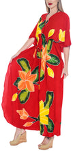 Load image into Gallery viewer, la-leela-lounge-rayon-printed-vacation-caftan-womens-party-top-red-237-one-size
