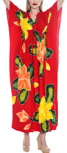 Load image into Gallery viewer, la-leela-lounge-rayon-printed-vacation-caftan-womens-party-top-red-237-one-size