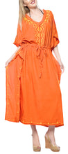 Load image into Gallery viewer, la-leela-rayon-solid-caftan-beach-dress-nightwear-women-orange_4074-osfm-12-20w