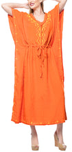 Load image into Gallery viewer, la-leela-rayon-solid-caftan-beach-dress-nightwear-women-orange_4074-osfm-12-20w