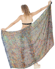 Load image into Gallery viewer, la-leela-women-wrap-bathing-suit-sarong-printed-78x43-royal-blue_4432