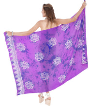 Load image into Gallery viewer, la-leela-rayon-women-wrap-swimsuit-cover-up-sarong-printed-78x43-purple_4470
