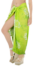 Load image into Gallery viewer, la-leela-rayon-bathing-suit-tie-slit-sarong-printed-78x43-parrot-green_4472