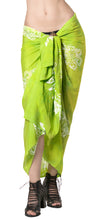Load image into Gallery viewer, la-leela-rayon-bathing-suit-tie-slit-sarong-printed-78x43-parrot-green_4472