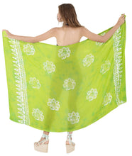 Load image into Gallery viewer, la-leela-rayon-bathing-suit-tie-slit-sarong-printed-78x43-parrot-green_4472