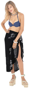 LA LEELA Bathing Towel Beachwear Womens Wrap Skirt Sarong Regular Bikini Cover up  Floral printed Black