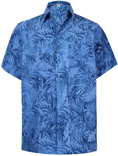 la-leela-men-casual-wear-cotton-hand-palm-leaf-printed-blue-hawaiian-shirt-size-s-xxl
