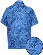Load image into Gallery viewer, la-leela-men-casual-wear-cotton-hand-palm-leaf-printed-blue-hawaiian-shirt-size-s-xxl