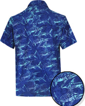 Load image into Gallery viewer, la-leela-men-casual-men-wear-summer-cotton-hand-print-batik-blue-aloha-size-s-xxl