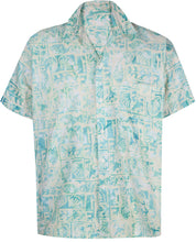 Load image into Gallery viewer, la-leela-men-casual-beachwaer-cotto-shortsleeve-hawaiian-men-shirt-for-aloha-tropical-beach-front-pocket-green