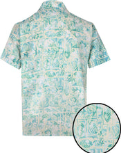 Load image into Gallery viewer, la-leela-men-casual-beachwaer-cotto-shortsleeve-hawaiian-men-shirt-for-aloha-tropical-beach-front-pocket-green