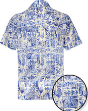 Load image into Gallery viewer, LA LEELA Men&#39;s Wear Summer collection Casual  Shirt 100 % cotton Printed Hawaiian Shirt Casual and Party wear Batik Shirt Blue