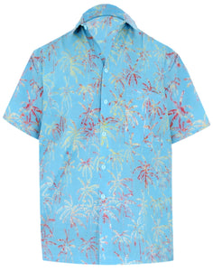 la-leela-men-casual-wear-cotton-palm-tree-hand-printed-turquoise-hawaiian-shirt-size-s-xxl
