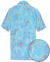 Load image into Gallery viewer, la-leela-men-casual-wear-cotton-palm-tree-hand-printed-turquoise-hawaiian-shirt-size-s-xxl