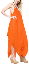 Load image into Gallery viewer, la-leela-beach-dress-solid-cruise-length-knee-halter-top-osfm-14-16-orange_3426