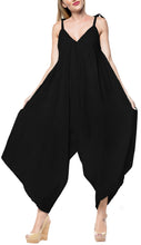 Load image into Gallery viewer, la-leela-rayon-solid-short-office-stretchy-jumpsuit-dress-osfm-14-16-black_3427