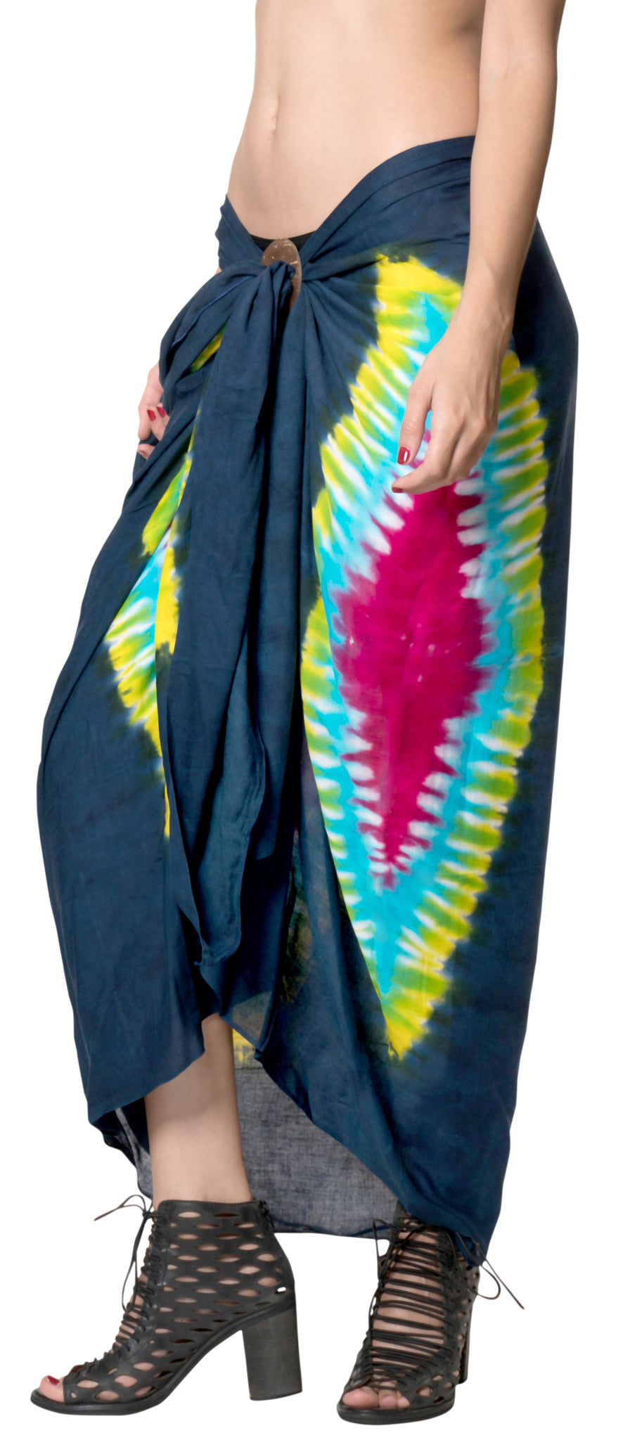 LA LEELA Rayon Hawaiian Sarong – Tie Dye Bathing Suit Cover Up, 78x43 Inches, Orange For Beach & Vacation