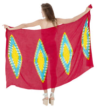 Load image into Gallery viewer, la-leela-hawaiian-women-wrap-swim-suit-sarong-tie-dye-78x43-red_4528