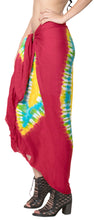Load image into Gallery viewer, la-leela-hawaiian-women-wrap-swim-suit-sarong-tie-dye-78x43-red_4528