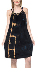 Load image into Gallery viewer, la-leela-beach-dress-rayon-tie-dye-short-office-stretchy-osfm-14-18-black_3473