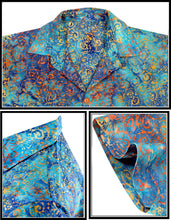 Load image into Gallery viewer, la-leela-men-casual-men-wear-summer-cotton-hand-print-batik-turquoise-royal-blue-orange-size-s-xxl