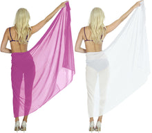 Load image into Gallery viewer, la-leela-womens-hawaiian-bikini-beach-wrap-sheer-sarong-swimming-bathing-suit-beachwear-swim-dress-pareo-cover-up-long-78x42-purple-905019