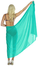 Load image into Gallery viewer, la-leela-sheer-chiffon-swimwear-wrap-women-swimsuit-sarong-solid-88x42-sea-green_1637