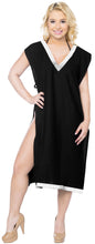 Load image into Gallery viewer, LA LEELA Women&#39;s Beach Swimsuit for Women Cover-ups printed Bikini Beach wear Cover-Up Solid Plain Black