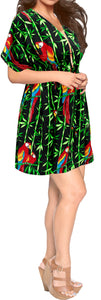 Women's Parrot Swimwear Swimsuit Bikini Cover up Blouse Drawstring One Size Blac
