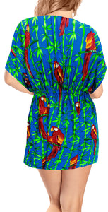 Women's Parrot Swimwear Swimsuit Bikini Cover up Blouse Drawstring One Size B_Bl