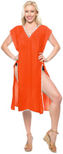 Load image into Gallery viewer, LA LEELA Bikini Swim Beach wear Swimsuit Cover up Women Kimono Dress Solid Orange