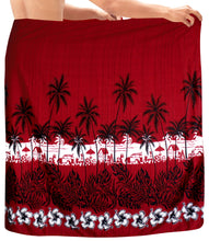 Load image into Gallery viewer, LA-LEELA-Men&#39;s-Sarong-Resort-Coverup-Tie-Pareo-Wrap-Swimsuits-One-Size-Red_B996