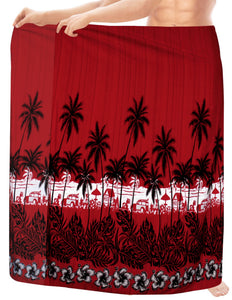 LA LEELA Men's Sarong Resort Coverup Tie Pareo Wrap Swimsuits One Size Red_B996