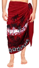 Load image into Gallery viewer, LA LEELA Men&#39;s Sarong Resort Coverup Tie Pareo Wrap Swimsuits One Size Red_B996