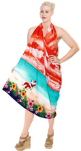 Load image into Gallery viewer, la-leela-christmas-beach-cover-up-women-sarong-santa-78x39-orange_3233