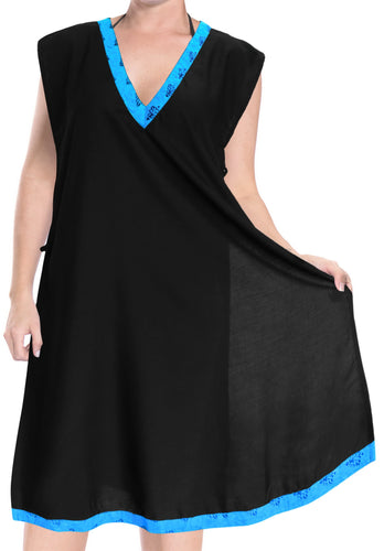 la-leela-bikini-swim-beach-wear-swimsuit-cover-ups-women-caftan-dress-solid-OSFM 8-14 [M- L]-Halloween Black_B958