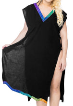 Load image into Gallery viewer, LA LEELA-Cover-up-Beach-Bikini-Swim-Wear-Swimsuit-Kimono-V-Neck-Dress-Women 