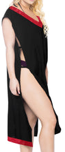 Load image into Gallery viewer, LA LEELA Women&#39;s Beach Swimsuit for Women Cover-ups printed V-Neck red Bikini Cover-Up Solid Plain Black