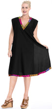 Load image into Gallery viewer, LA LEELA Cover up Beach Bikini Swim Wear Swimsuit Kimono v-Neck Dress Women Solid Black