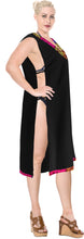 Load image into Gallery viewer, LA LEELA Cover up Beach Bikini Swim Wear Swimsuit Kimono v-Neck Dress Women Solid Black