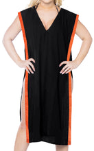 Load image into Gallery viewer, LA LEELA-Women&#39;s-Beach-Swimsuit-for-Women-Cover-ups-Printed-Bikini-Cover-Up-Side-cut-Orange-Solid-Plain-Black