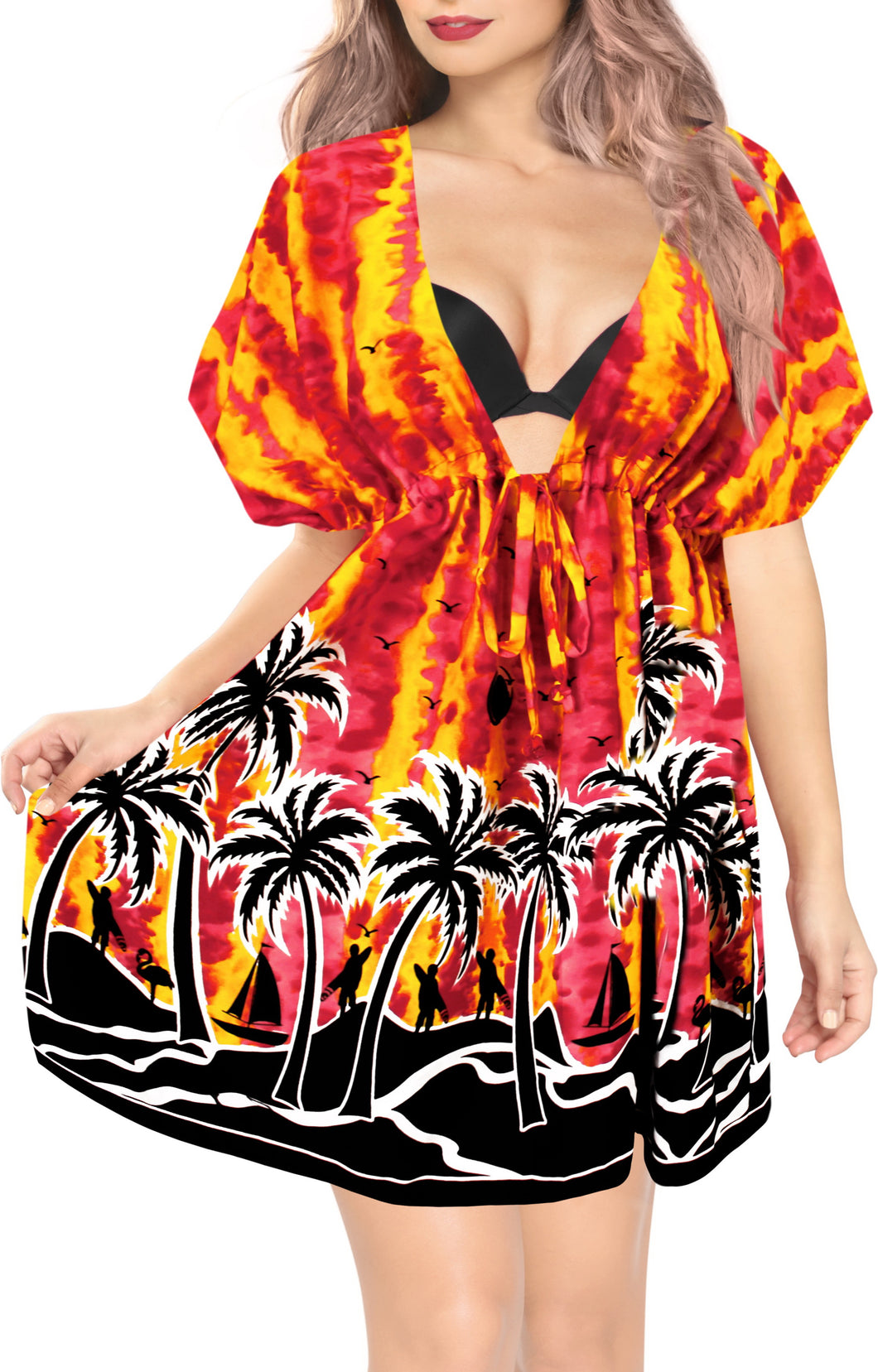 la-leela-bikni-swimwear-soft-fabric-printed-beachwear-loose-cover-up-OSFM 14-24W [L- 3X]-Blood Red_B937