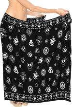 Load image into Gallery viewer, La-Leela-Soft-Light-Long-Swim-Women&#39;s-Skull-Halloween-Costume-Swimsuit-Pareo-Cover-Ups-Beach-Sarong-Halloween Black_B928