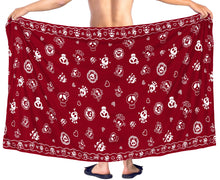Load image into Gallery viewer, la-leela-beach-wear-mens-sarong-pareo-wrap-cover-upss-bathing-suit-beach-towel-swimming-Blood Red_B926