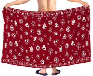 la-leela-beach-wear-mens-sarong-pareo-wrap-cover-upss-bathing-suit-beach-towel-swimming-Blood Red_B926