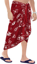 Load image into Gallery viewer, LA LEELA Beach Wear Mens Sarong Pareo Wrap Cover upss Bathing Suit Beach Towel Swimming Blood Red_B926